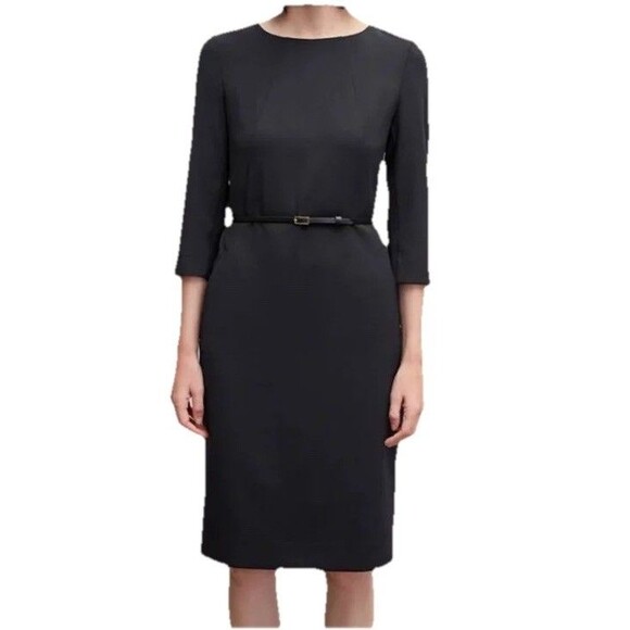 MM. LaFleur Etsuko Sheath Dress Black Sz 16 3/4 Sleeve with Pockets Office Siren - Picture 1 of 10